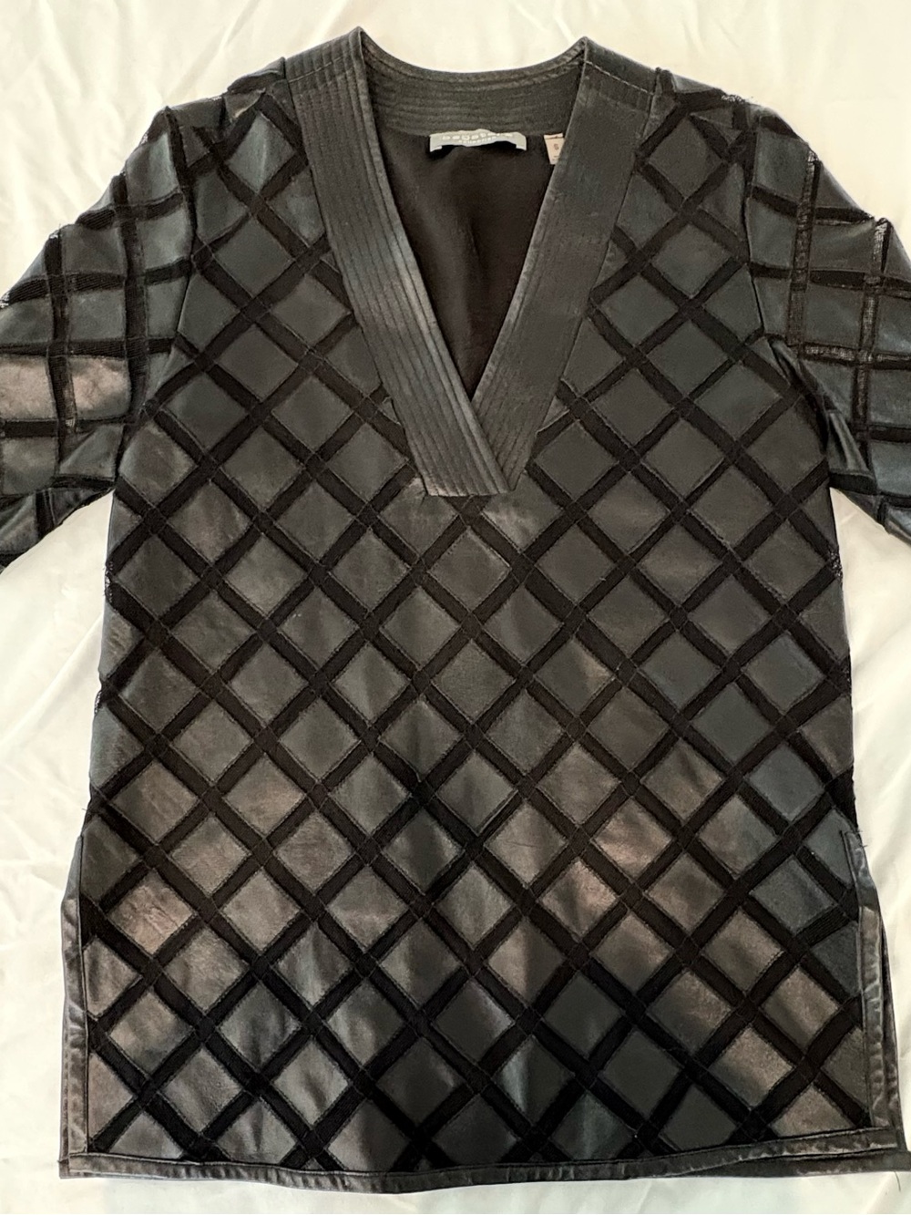 Bagatelle Collection Genuine Leather Argyle Diamond Top S Black